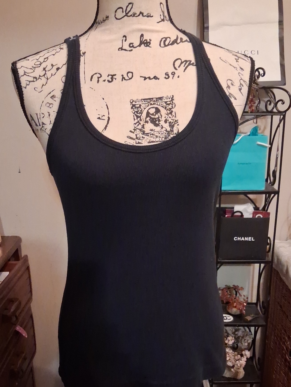 Authentic Dolce & Gabbana Black Ribbed Tank Top M